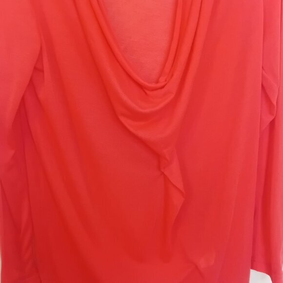 The Bay Women's Rococo Sheer Red Lightweight Blouse Cowl Neck Ruched NO SIZE - Picture 7 of 11